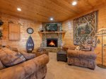 Drink Up the View - den with gas fireplace